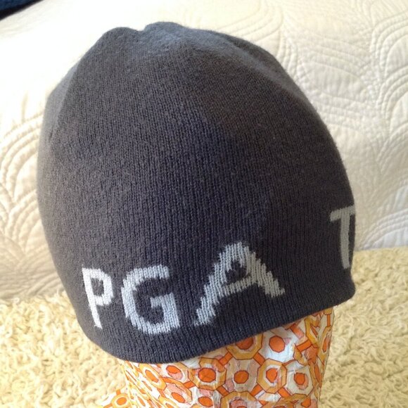 NWOT PGA Tour Golf Knit Beanie; OS, striped Grey, Hole-in-One; Fall and Winter - Picture 5 of 6